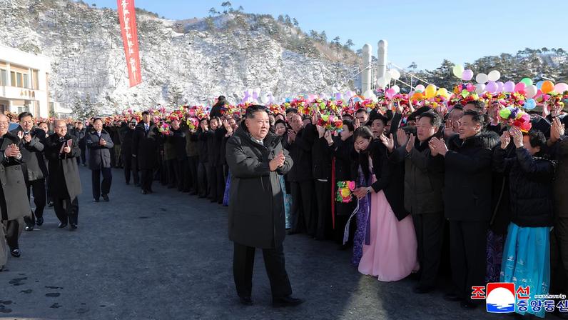 North Korean leader Kim Jong Un attends the inauguration of the Onpho workers' recreation center, in Kyongsong, North Hamgyong province, North Korea, released January 21, 2026. KCNA via REUTERS