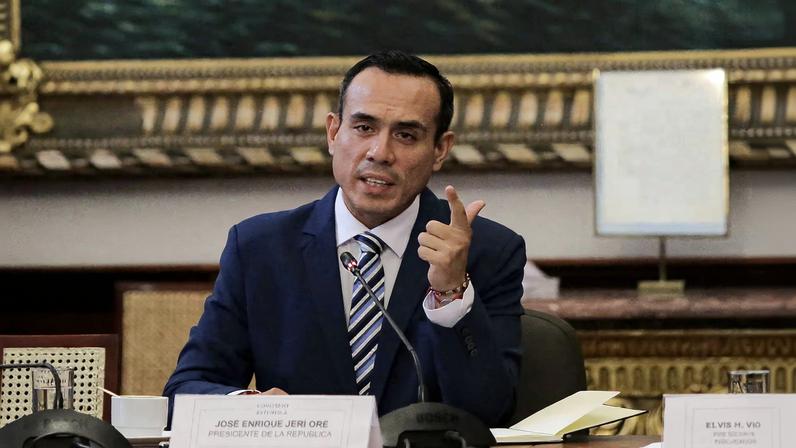 Peruvian President Jose Jeri testifies before a congressional committee to address undisclosed meetings with a Chinese businessman, a case that has intensified scrutiny over his government's transparency and accountability, in Lima, Peru, January 21, 2026.