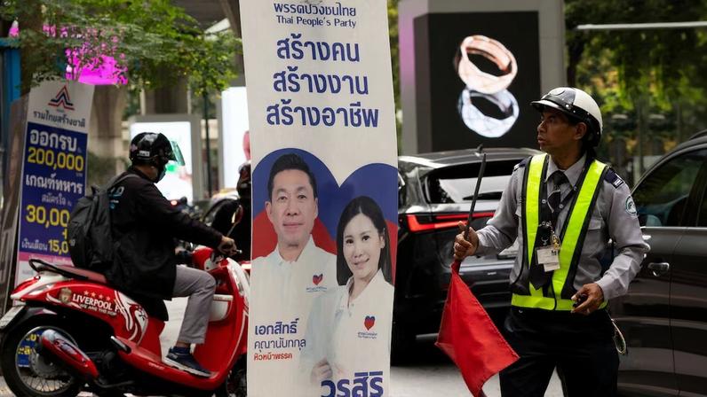 Electoral campaign posters ahead of Thailand's general elections, in Bangkok