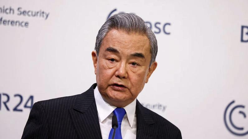 China's Foreign Minister Wang Yi speaks during the Munich Security Conference (MSC) in Munich, Germany, February 14, 2026. REUTERS/Liesa Johannssen