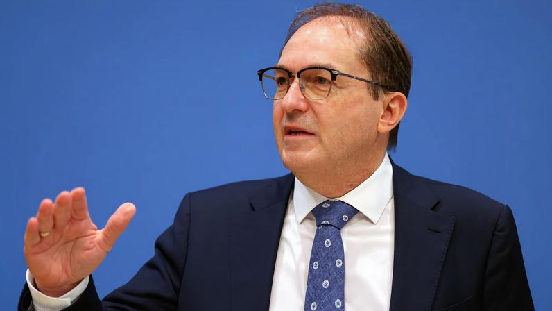 German Interior Minister Alexander Dobrindt attends a press conference on unreported violence in Germany, at the Federal Press Conference building in Berlin, Germany, February 10, 2026.