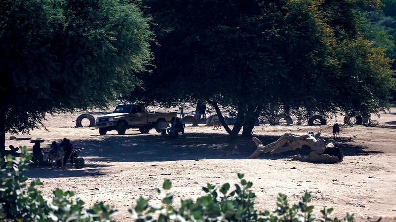 A Sudanese army vehicle, as people travel between Chad and Sudan, amid the ongoing conflict between the paramilitary Rapid Support Forces (RSF) and the Sudanese Army