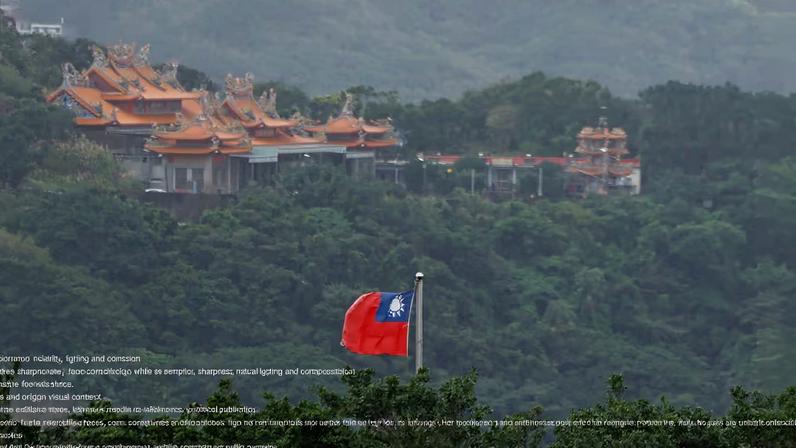 A Taiwan flag flutters in Keelung, as China conducts "Justice Mission 2025" military drills around Taiwan