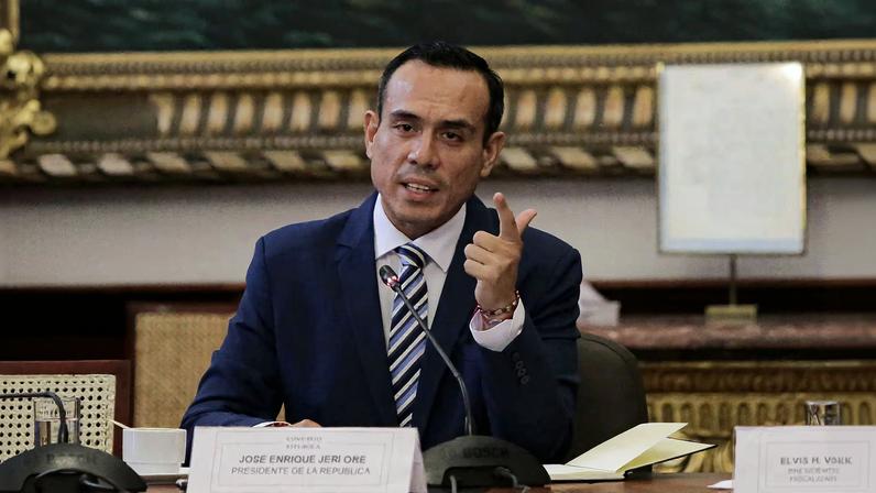 Peruvian President Jeri addresses Congress over undisclosed meetings, in Lima