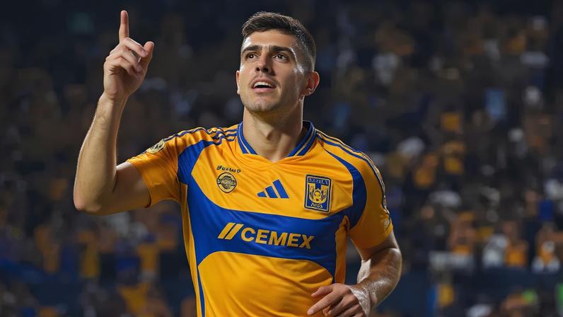 Juan Brunetta comemora gol marcado pelo Tigres, do México (Foto: Reprodução/Instagram)