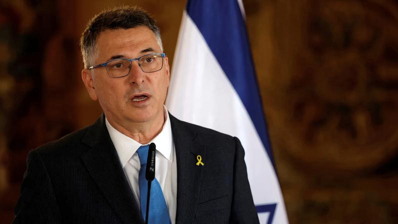 Israel's Foreign Minister Gideon Saar speaks during a press conference at Czech Foreign Ministry headquarters in Prague, Czech Republic, January 20, 2026. REUTERS/David W Cerny