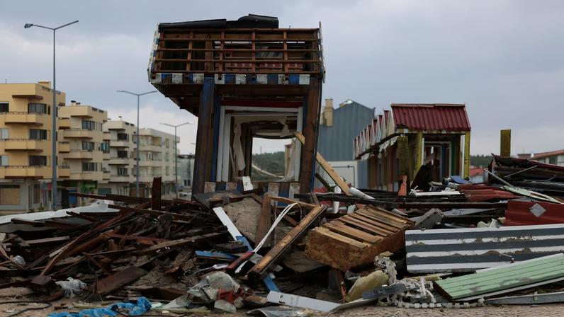 A view of debris after the passage of storm Kristin, in Praia da Vieira, Leiria, Portugal, February 2, 2026.
