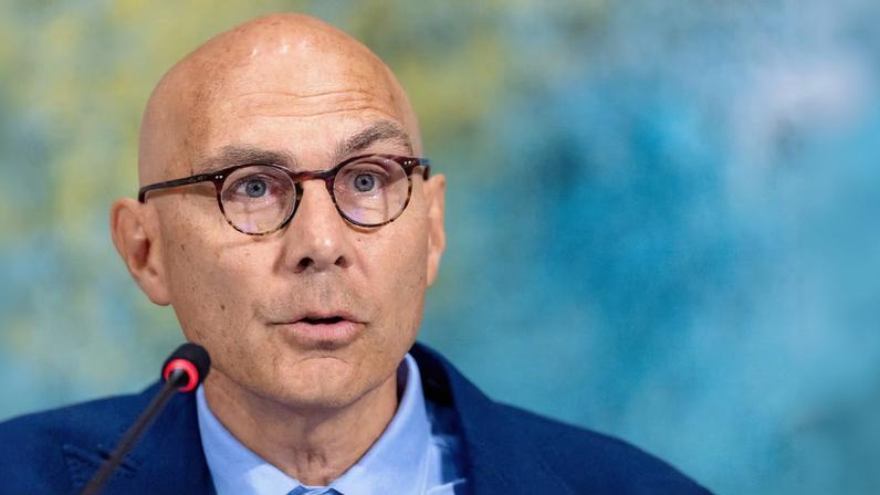 Volker Turk, United Nations High Commissioner for Human Rights, speaks at the Human Rights Council at the UN European headquarters in Geneva, Switzerland, September 8, 2025.