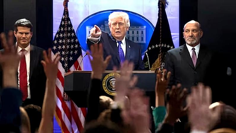 Donald Trump tras la decisión del Supremo sobre los aranceles, en Washington, este viernes.