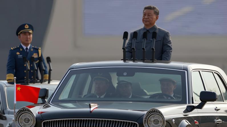Chinese President Xi Jinping reviews troops in Beijing