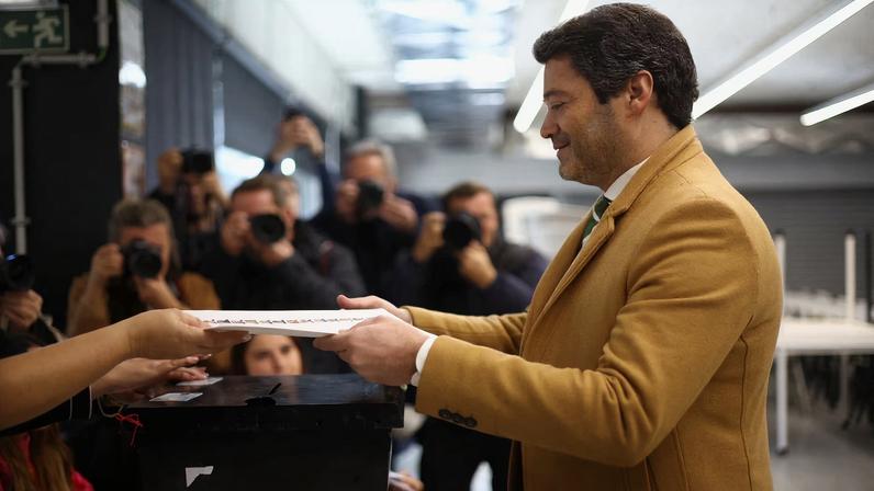 Portuguese presidential candidate and leader of Chega party Andre Ventura votes during the presidential election, in Lisbon, Portugal, January 18, 2026. REUTERS/Pedro Nunes/File Photo