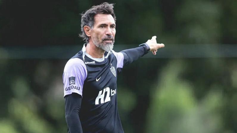 Domínguez primeiro treinamento no Atlético (Foto: Pedro Souza / Atlético)