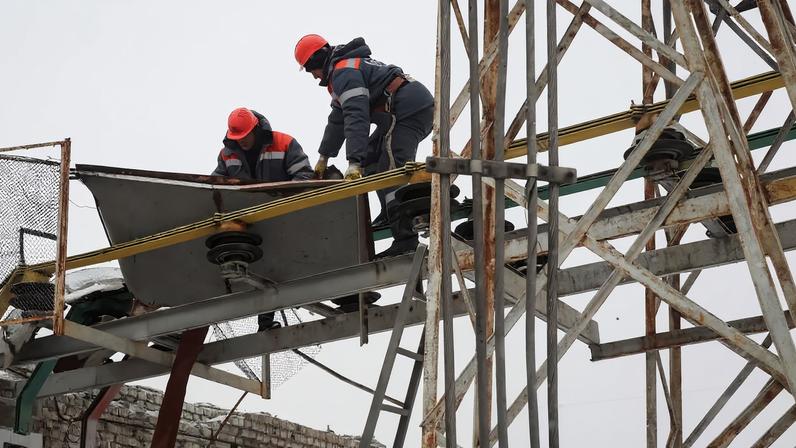 Workers repair a power substation damaged by a recent Russian drone and missile strike, amid Russia's attack on Ukraine, in Kharkiv, Ukraine February 20, 2026.