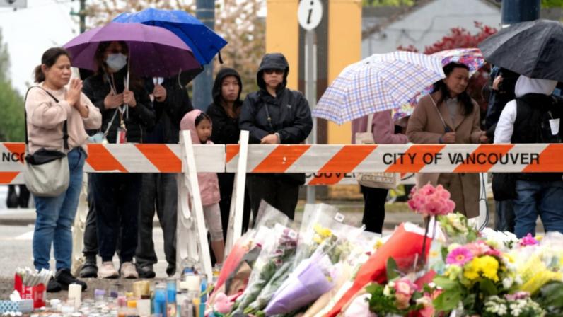 People visit a memorial site two days after a vehicle was driven into a crowd at a Filipino community Lapu Lapu Day block party, in Vancouver, British Columbia, Canada April 28, 2025.