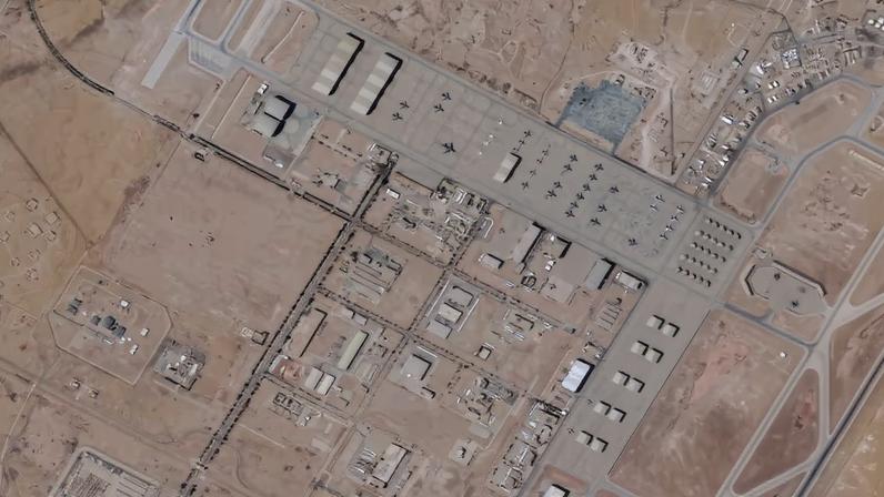 A combination picture of satellite images show planes at Prince Sultan Air Base in Saudi Arabia on February 17, 2026 (left), and on February 21, 2026 (right). 2026 Planet Labs PBC/Handout via REUTERS