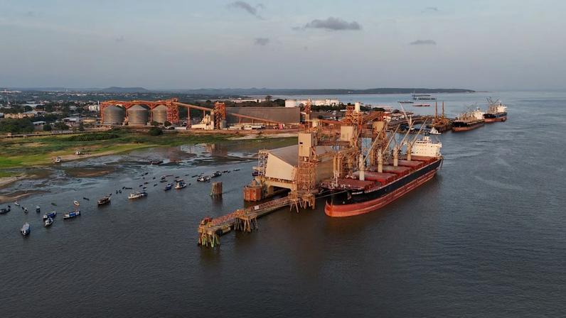 A drone views shows Cargill grain terminal in Santarem, Para state, Brazil, October 8, 2024. REUTERS/Amanda Perobelli/File Photo