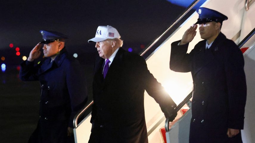 U.S. President Donald Trump arrives at Joint Base Andrews in Maryland, U.S., February 19, 2026. REUTERS/Kevin Lamarque