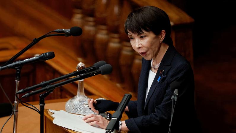 Japan's Prime Minister Sanae Takaichi delivers her policy speech in the parliament, in Tokyo, Japan, February 20, 2026. REUTERS/Kim Kyung-Hoon