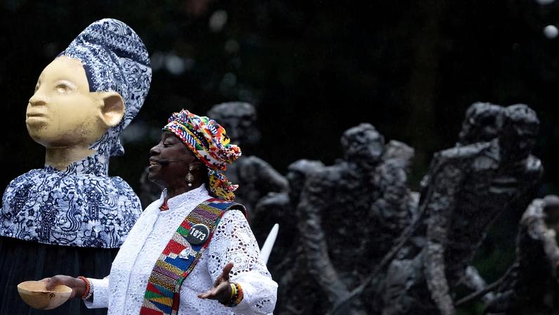 The Netherlands' King Willem-Alexander speaks as the country commemorates the abolition of slavery, in Amsterdam