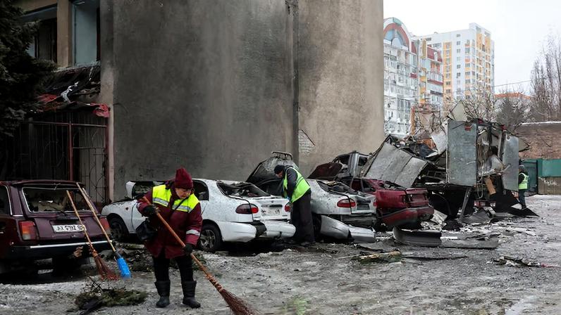 Aftermath of a Russian drone and missile attack in Kharkiv