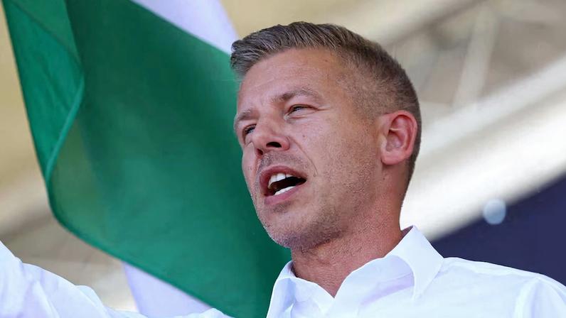 Magyar, leader of the opposition Tisza party holds a rally in Kotcse