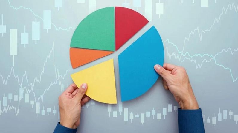 Gráfico de pizza simbolizando a carteira diversificada de um fundo