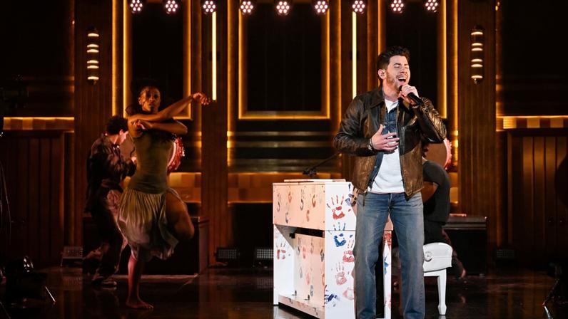Nick Jonas performing on 'The Tonight Show'