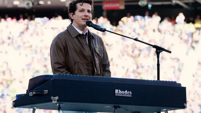 Charlie Puth performs during the Super Bowl LX Pregame at Levi's Stadium.