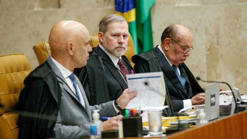 Gilmar Mendes, Dias Toffoli e Alexandre de Moraes no plenário do STF (Foto: Victor Piemonte/STF)