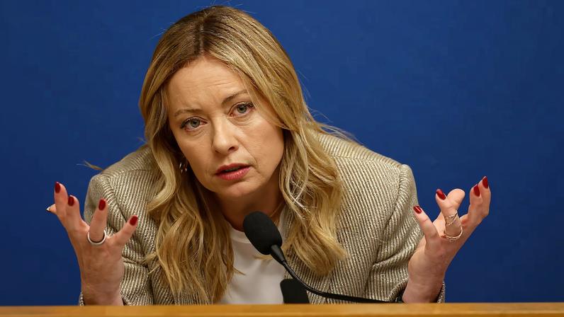 Italy's Prime Minister Giorgia Meloni attends her end-of-year press conference in Rome