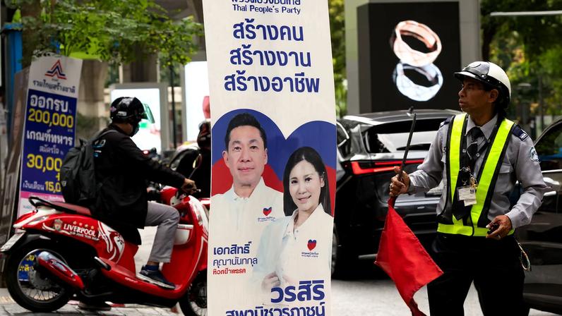 Electoral campaign posters ahead of Thailand's general elections, in Bangkok