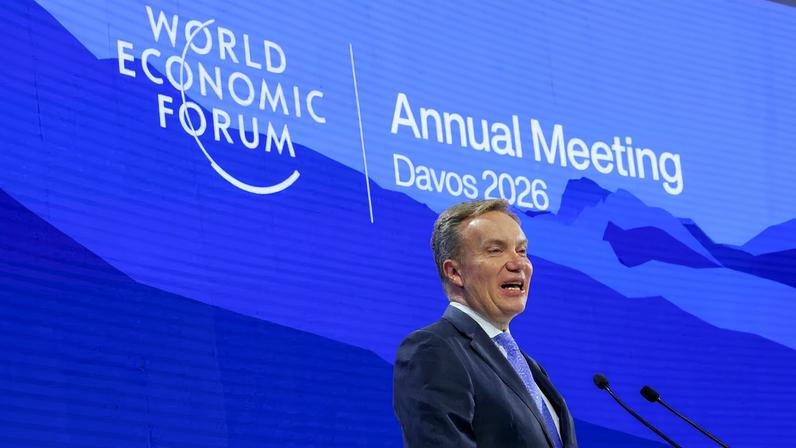 President and CEO of the World Economic Forum Borge Brende speaks during the 56th annual World Economic Forum (WEF) meeting in Davos, Switzerland, January 20, 2026. REUTERS/Denis Balibouse