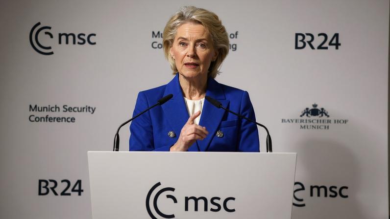 European Commission President Ursula von der Leyen speaks during the Munich Security Conference (MSC) in Munich, Germany, February 14, 2026. REUTERS/Liesa Johannssen