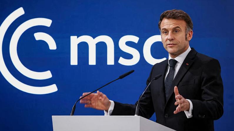 France's President Emmanuel Macron speaks during the Munich Security Conference (MSC) in Munich, Germany, February 13, 2026. REUTERS/Liesa Johannssen/File Photo
