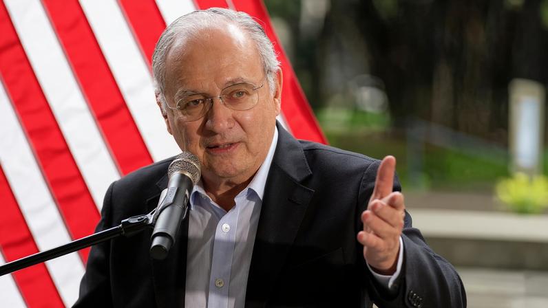 Philippine Ambassador to the U.S. Jose Manuel Romualdez speaks during a U.S. Trade and Development Agency Offshore Wind Grant Signing at Ayala Triangle Gardens in Manila, Philippines, August 6, 2022. Andrew Harnik/Pool via REUTERS