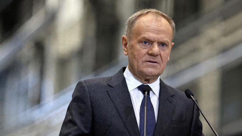 Poland's Prime Minister Donald Tusk holds a press conference during a signing event for the delivery of anti-aircraft systems capable of countering unmanned aerial vehicles in Kobylka, Poland, January 30, 2026.