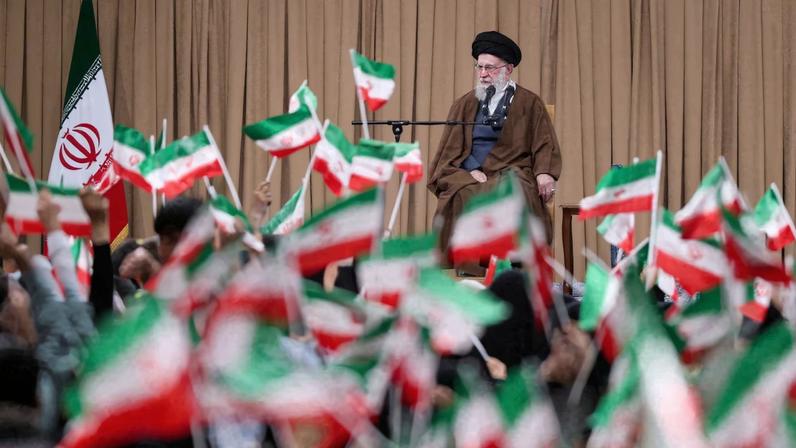Iran's Supreme Leader Ayatollah Ali Khamenei attends a meeting with students in Tehran