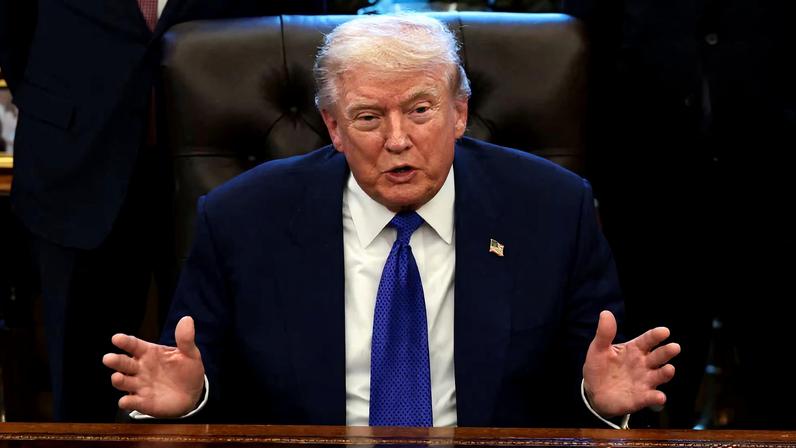 U.S. President Donald Trump speaks on the day he announced the creation of a critical mineral reserve, in the Oval Office at the White House, February 2, 2026. REUTERS/Evelyn Hockstein