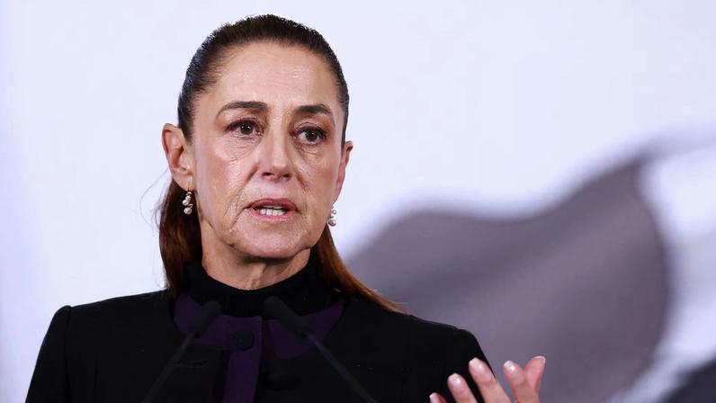 Mexico's President Claudia Sheinbaum speaks during a press conference at Palacio Nacional, in Mexico City, Mexico, February 23, 2026. REUTERS/Raquel Cunha