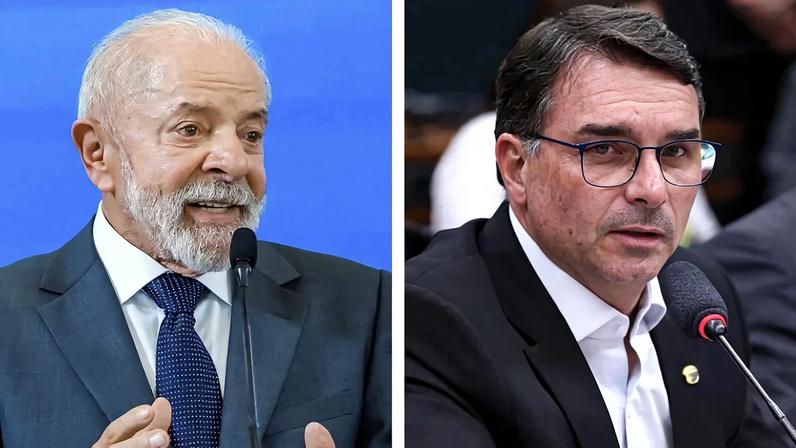 O presidente Lula e o senador Flávio Bolsonaro. Fotos: Ricardo Stuckert/PR e Vinicius Loures/Câmara dos Deputados