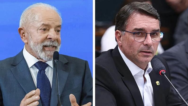 O presidente Lula e o senador Flávio Bolsonaro. Fotos: Ricardo Stuckert/PR e Vinicius Loures/Câmara dos Deputados