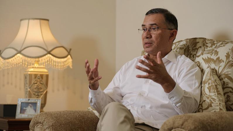Chairman of the Bangladesh Nationalist Party (BNP) Tarique Rahman gestures during an interview with Reuters ahead of the national election, at his Gulshan office, in Dhaka, Bangladesh, February 6, 2026.