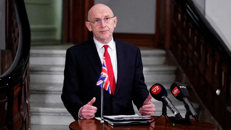 British Defense Minister John Healey attends a press conference at the Ministry of Defense in Copenhagen, January 21, 2026. Thomas Traasdahl/Ritzau Scanpix/via REUTERS