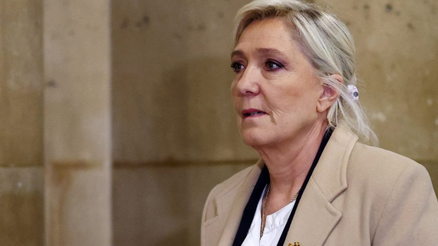 French far-right leader Marine Le Pen, member of parliament for the Rassemblement National (National Rally - RN) party, arrives for a hearing on the last day of her appeal trial, alongside the RN party itself and 10 others defendants found guilty of diverting European Parliament funds, at the Paris courthouse on the Ile de la Cite, in Paris, France, February 11, 2026. REUTERS/Sarah Meyssonnier