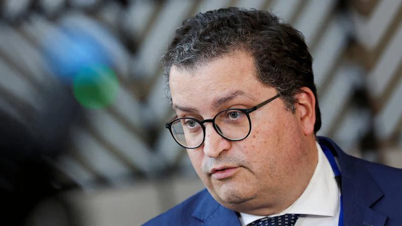 Portuguese Minister of State and of Finance Joaquim Miranda Sarmento takes part in the Eurozone finance ministers' meeting in Brussels, Belgium, November 12, 2025. REUTERS/Yves Herman