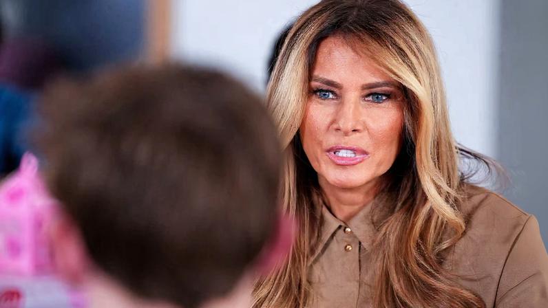 U.S. first lady Melania Trump during a pre-Valentine's day visit to Children's Inn at the NIH