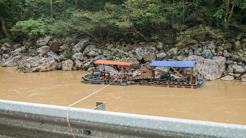 One of the illegal gold mining sites in Sijunjung, West Sumatra.
