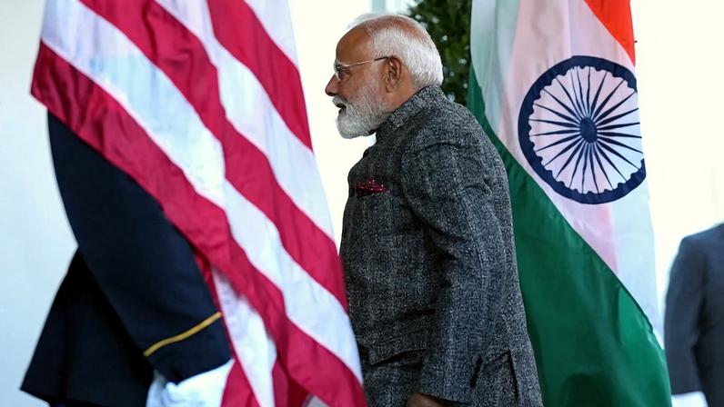 Indian Prime Minister Narendra Modi arrives at the White House to meet with U.S. President Donald Trump in Washington on Feb. 13, 2025.