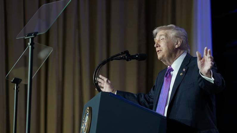 U.S. President Donald Trump speaks during the National Prayer Breakfast in Washington, D.C., U.S., February 5, 2026.