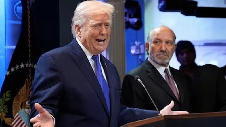 El presidente de Estados Unidos, Donald Trump, este jueves durante la conferencia de prensa tras la sentencia contra los aranceles.